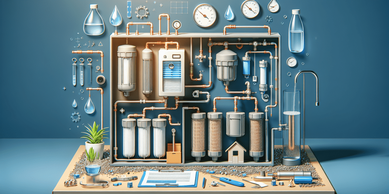 Water filtration system installed under a residential kitchen sink in a modern UAE home, showing filter housings and piping connections ready for maintenance.