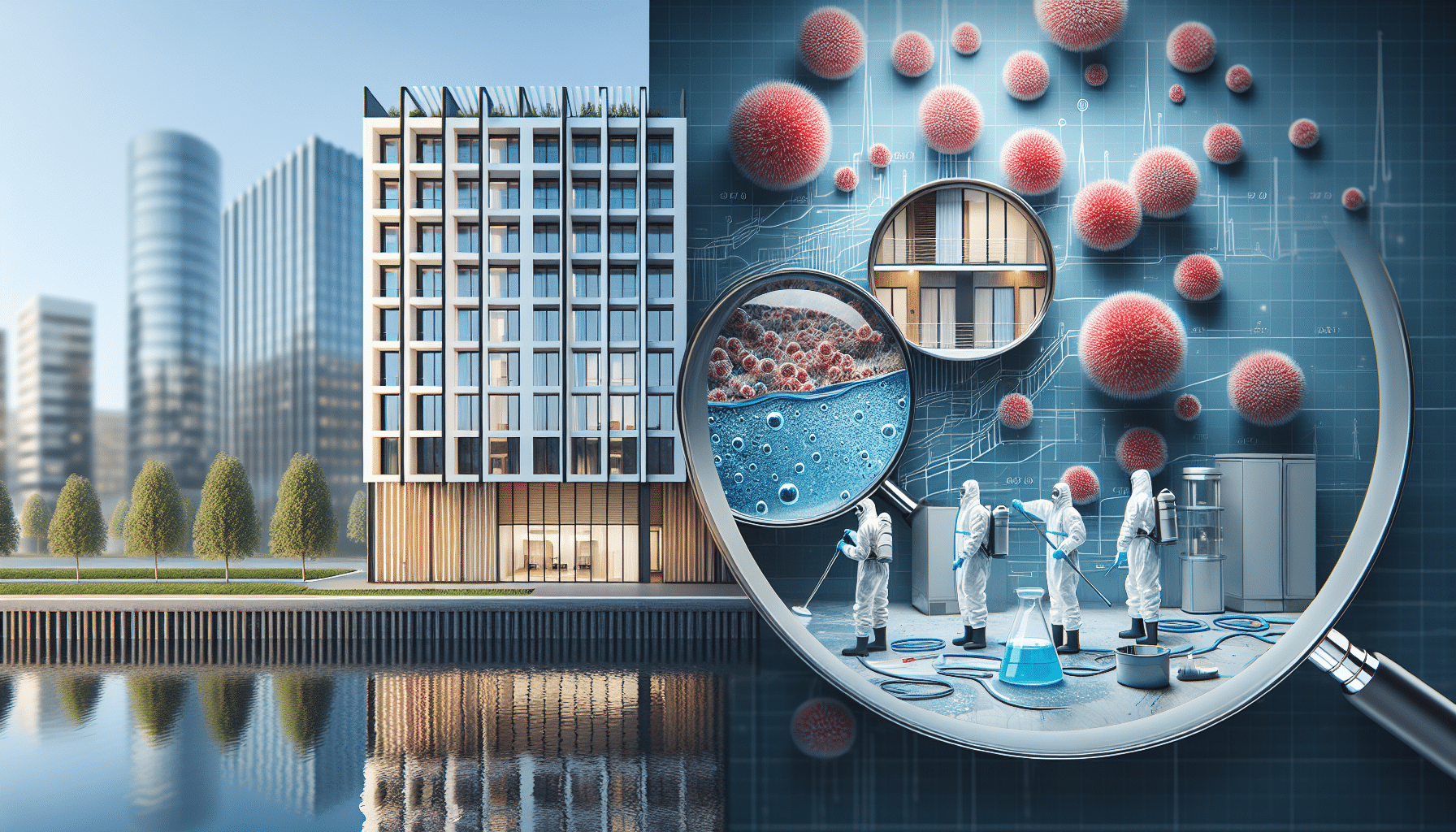 Professional team executing remediation strategies for mycotoxin contamination in buildings, showing containment, HEPA scrubbing, and lab verification in a Dubai villa setting.