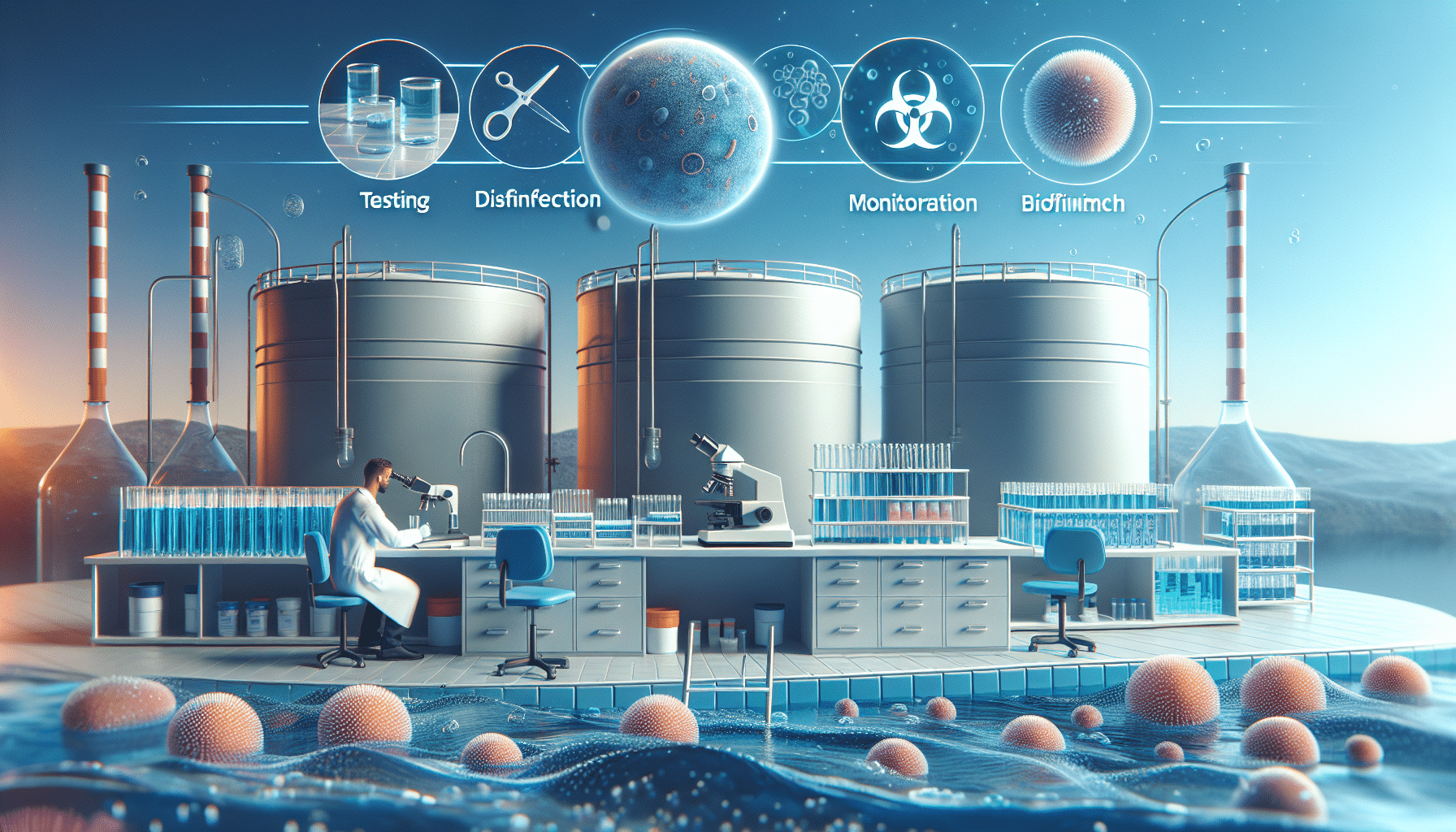 Legionella, Biofilm and Tank Hygiene: Testing, Disinfection and Monitoring Protocols - Expert inspecting biofilm in Dubai villa water tank (98 characters)
