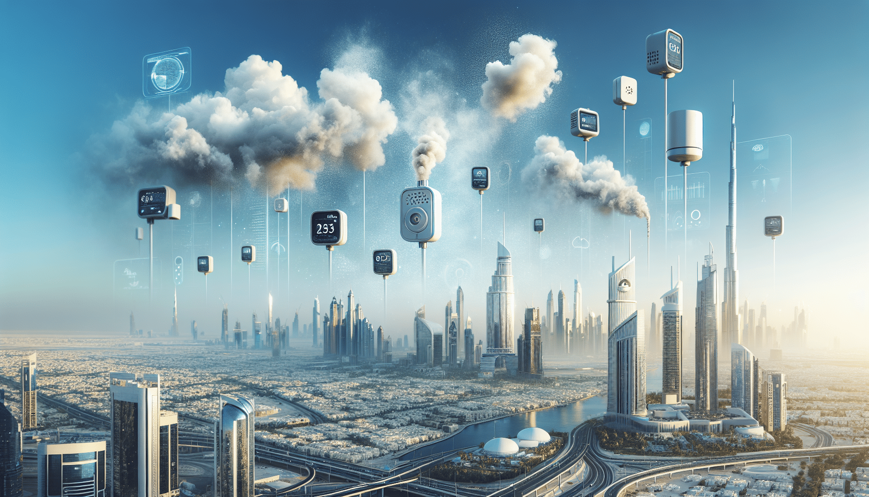 PM2.5 and VOC Monitoring: Best Sensors for Dubai Climate - indoor monitor on a shelf showing PM2.5 and VOC readings