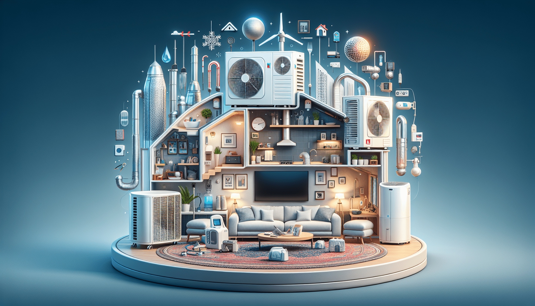 Family room vent and AC coil cleaning in a Dubai villa: technician inspecting condensate pan and filters to prevent mould and mycotoxin spread.