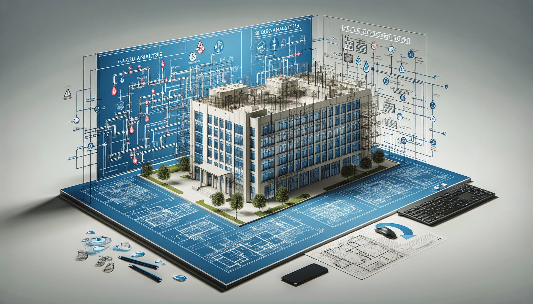 Infographic illustrating the integration of water tanks, surface hygiene protocols, and HVAC maintenance into a comprehensive building-wide risk management plan for Dubai high-rises.