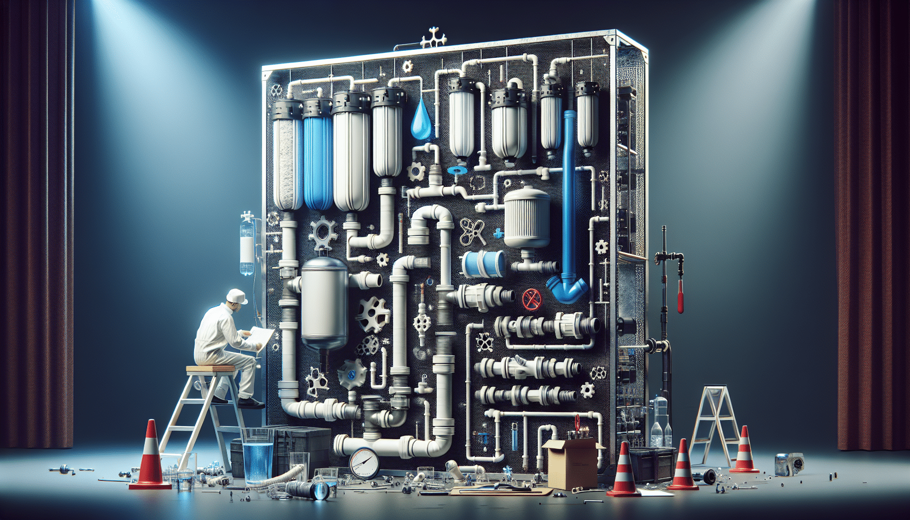 How to design a whole house water filtration system that isn't - Diagram of 4-stage filtration setup for Dubai villa with sediment, carbon, UV, and bypass valves (112 chars)