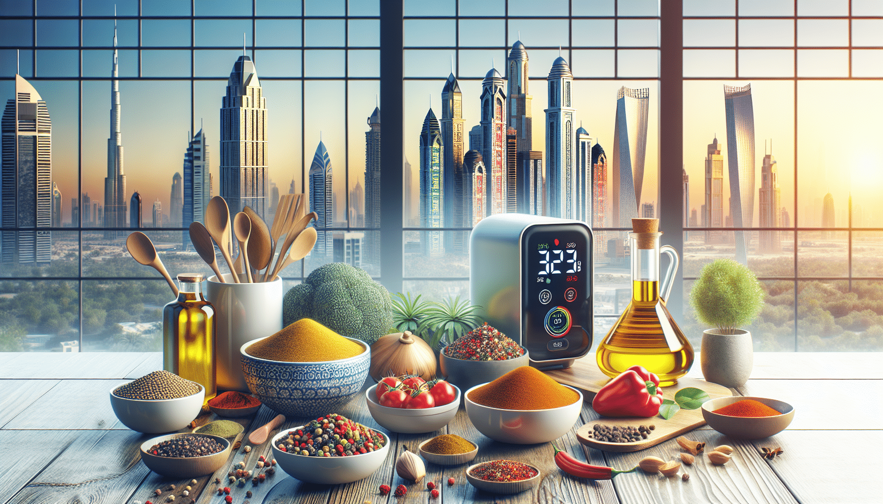 Impact of Spices and Cooking Oils on Indoor VOC Levels in Dubai - Frying cumin in ghee releasing VOC plumes in modern UAE kitchen (98 chars)