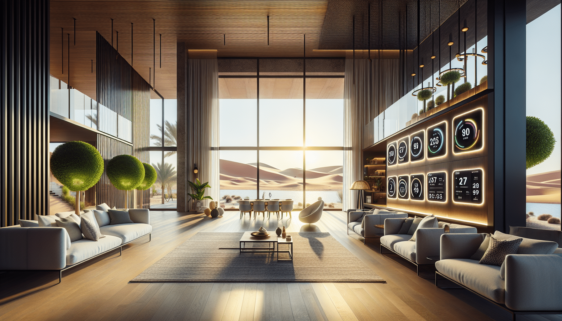 Top 7 Indoor Air Quality Monitors for Dubai Villas in 2025 - Temtop LKC-1000S+ displaying PM2.5 and CO2 levels in modern villa living room (98 chars)