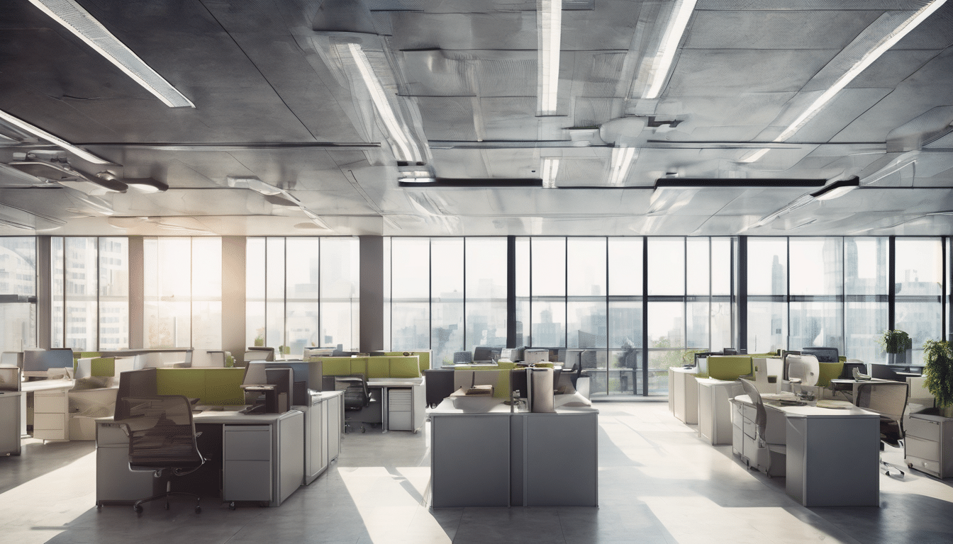 Understanding VOC Sources in Commercial Office Buildings - HVAC system with sensors monitoring indoor air quality